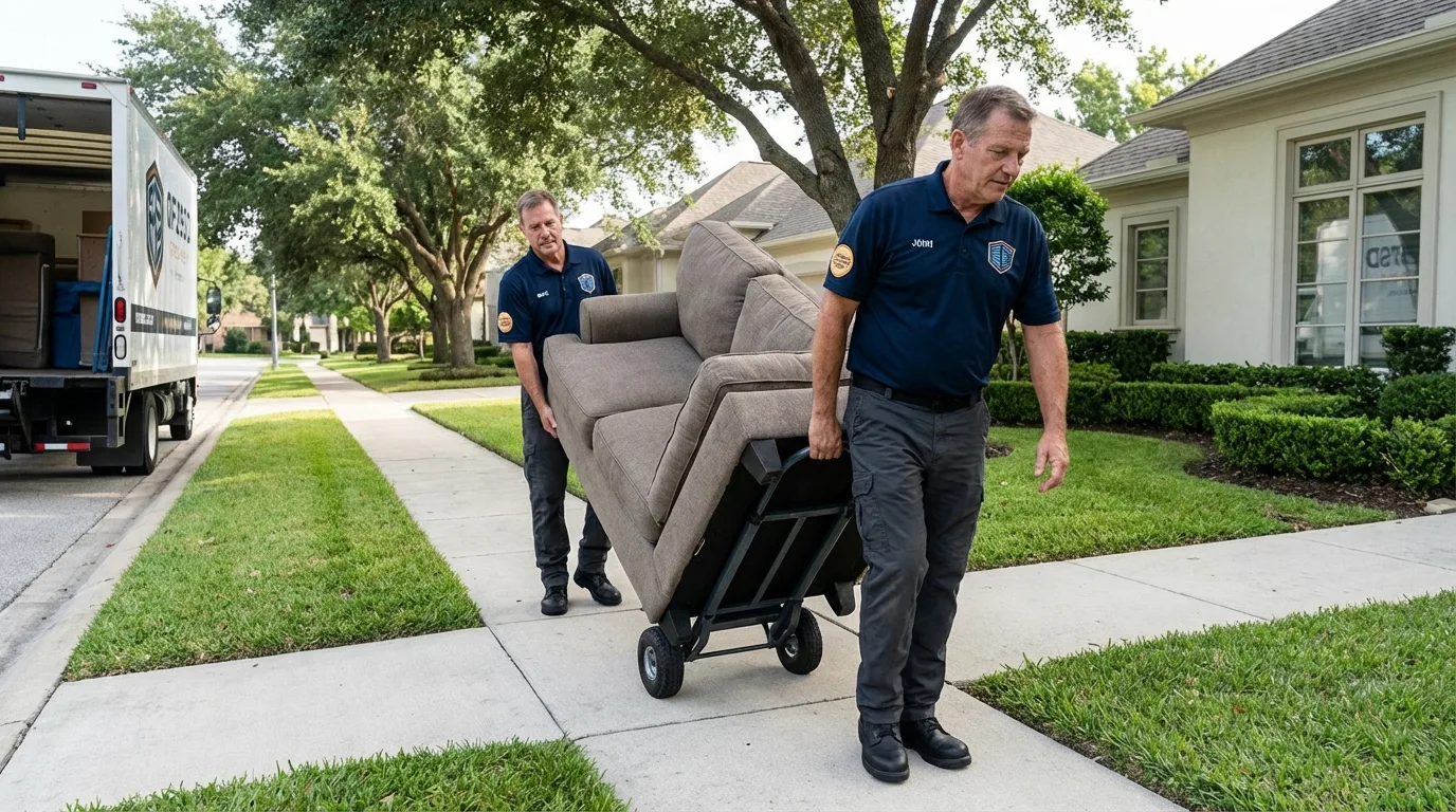 Local residential moving crew loading furniture in San Andreas, CA